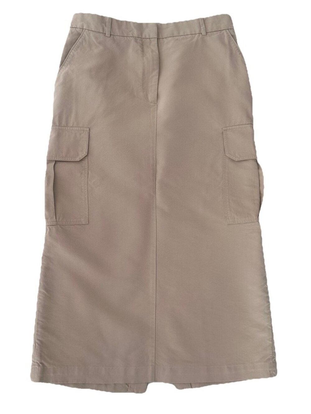 & Other Stories Cargo Midi Skirt 8 Beige Khaki Pockets
